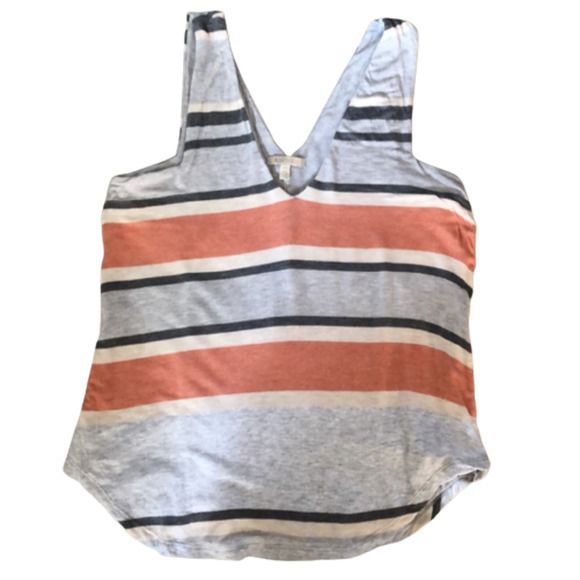 Anthropologie‎ Bordeaux Gray Orange Striped Sleeveless Tank - Picture 6 of 8